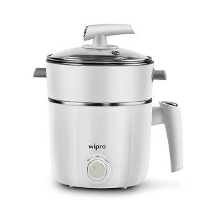 Wipro Vesta 1.2 l multicooker Kettle | Concurrent Cooking |Cool Touch body | Dual Temperature Control |Triple Protection |SS 304 Rust free (White, 600