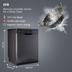 IFB 16 Place Setting Dishwasher with Ion Technology, Auto Programs, (Neptune VX16, 70 Degree Hot Water Wash, Hygienic Steam Drying, with Extra Third R