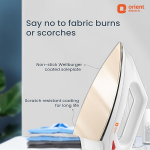 Orient Electric Fabrismooth 1000W Dry iron (Press) | Non-stick Weilburger coating| Silver Layered Thermostat| G-shaped heating element| ISI certified|